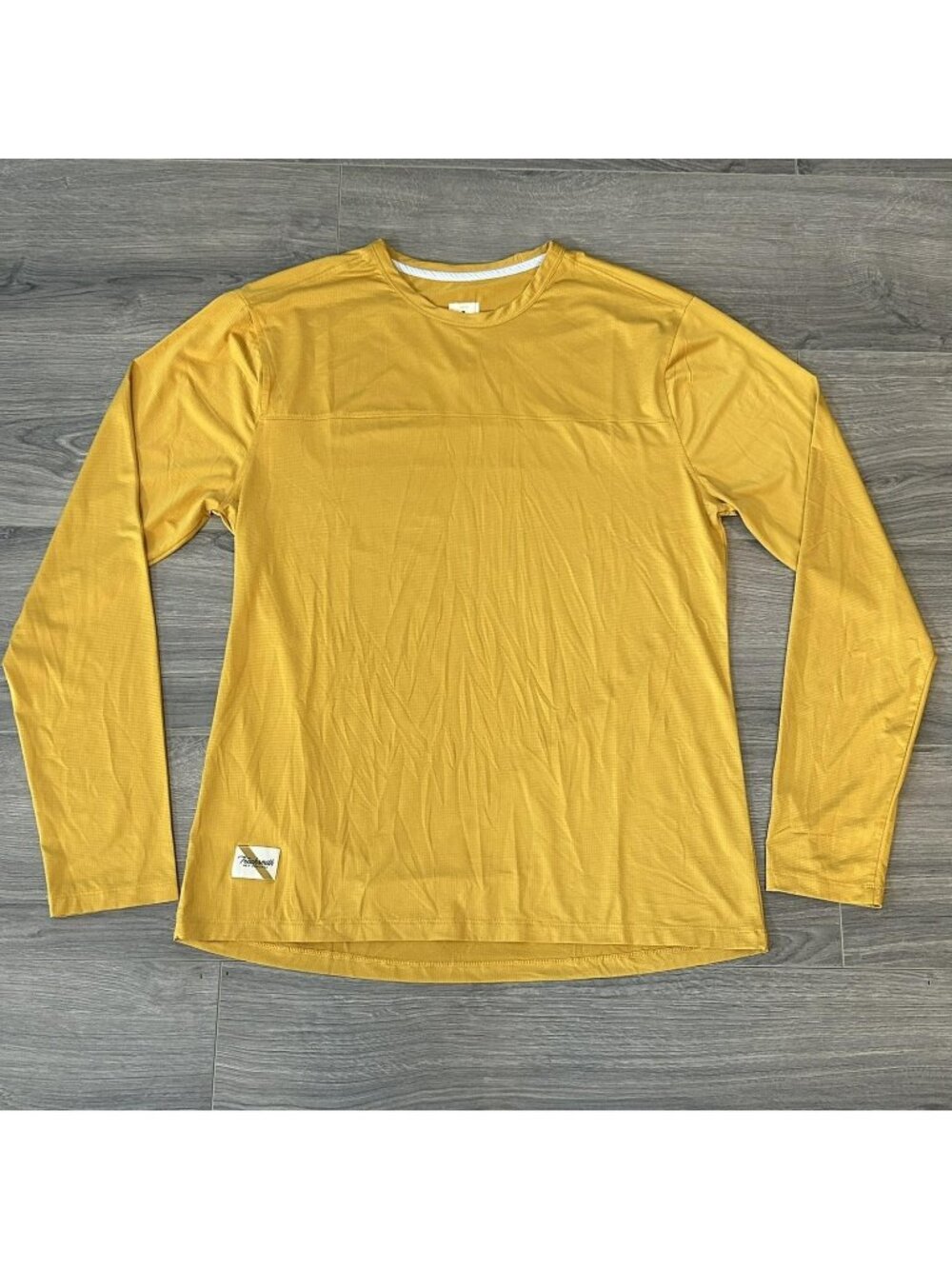 Tracksmith Shirt Mens L Yellow Long Sleeve Mesh Running Performance Athletic Top